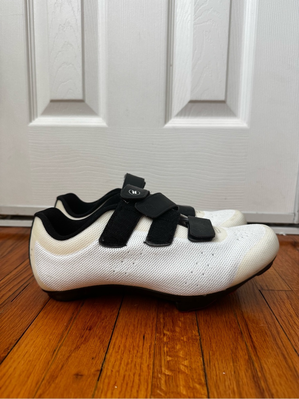 Women's White Cycling Shoes with Black Accents